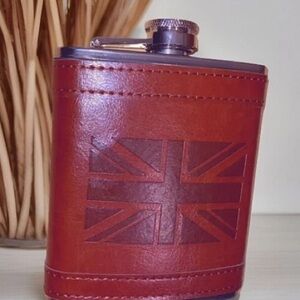 Union Jack PU Leather Flask Stainless Steel 7 oz.